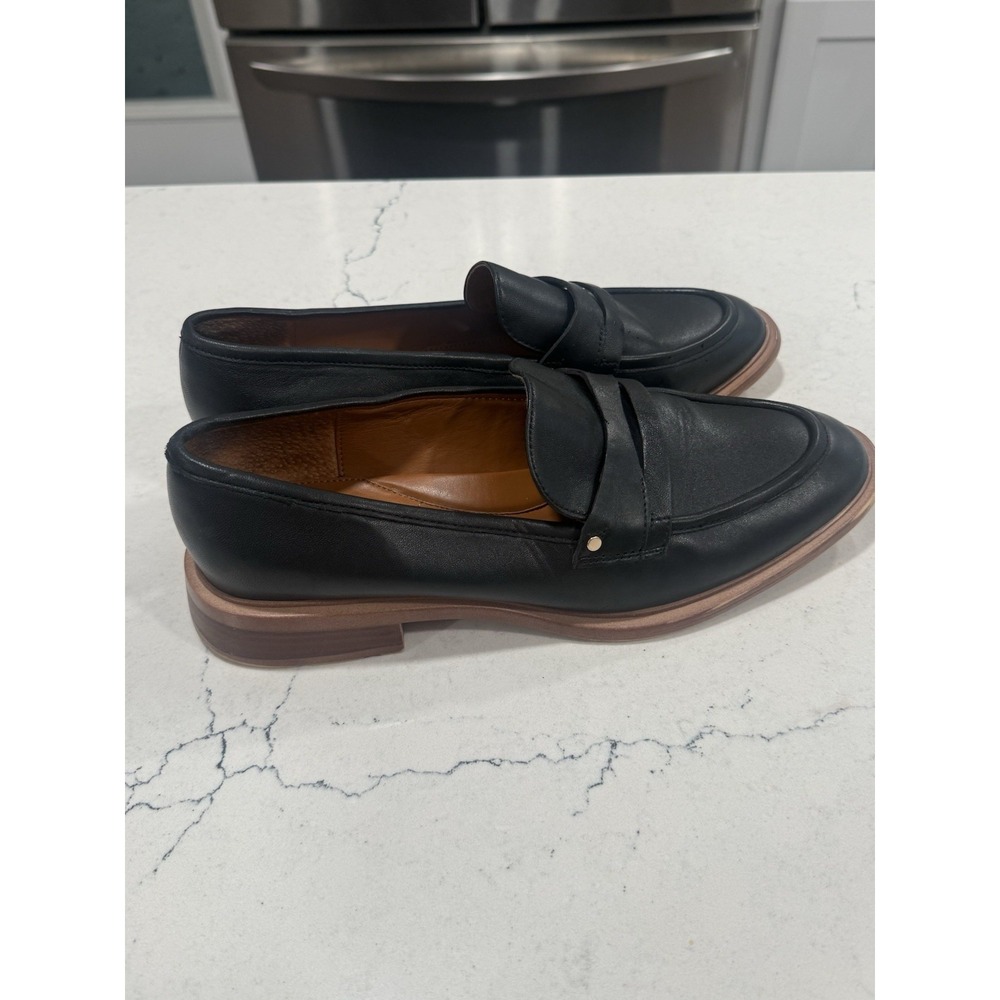 Franco Sarto Women's Leather Penny Loafers Black Size 10 Classic Preppy